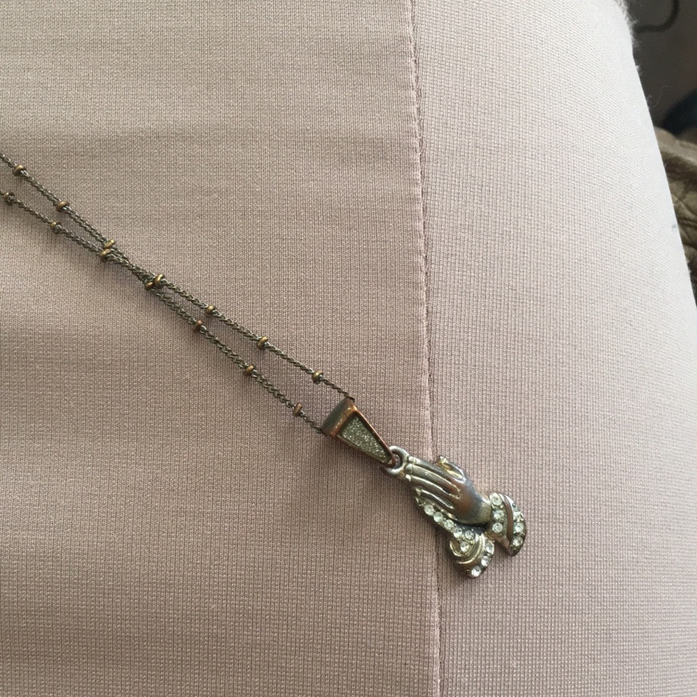 Praying hand necklace
